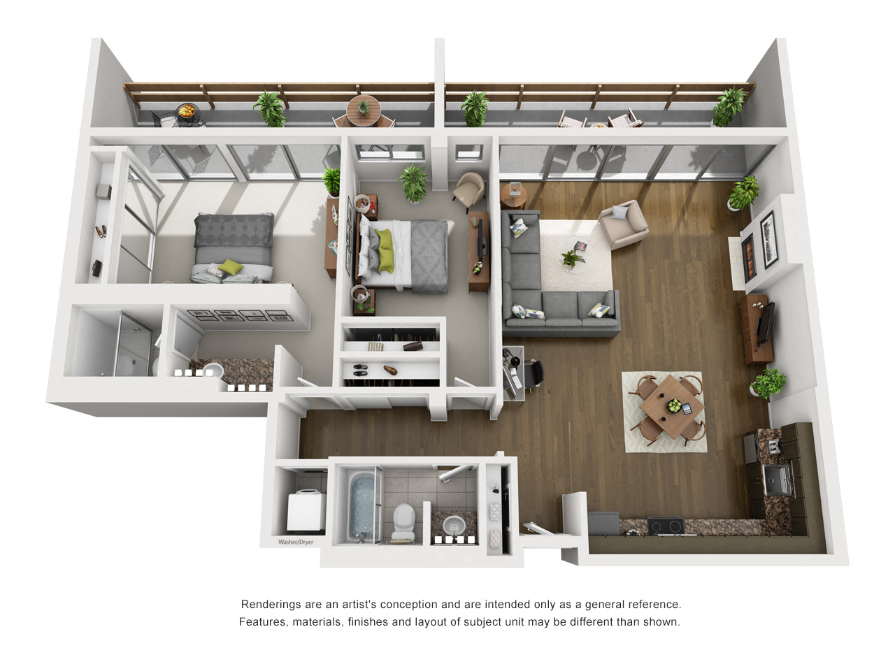 Floor plan for 2 beds, 2 baths, 1419 sqft